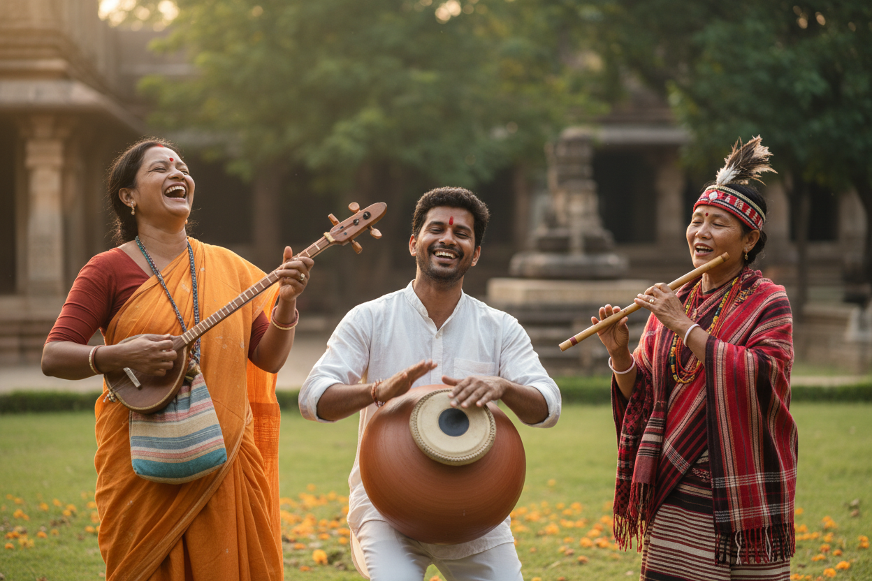Indian musicians collaborating